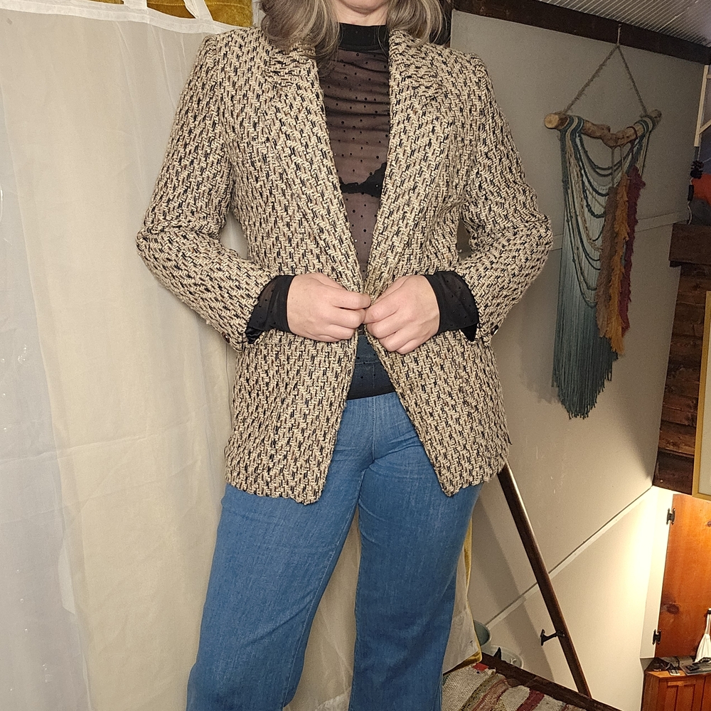 Vintage Anne Klein II Petites 100% Wool Blazer | Petite Large